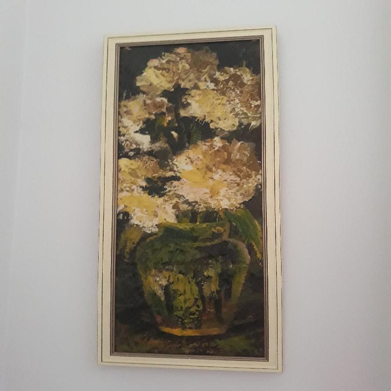 Obraz malowany farmami z drewnianą ramą